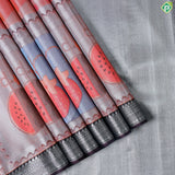 Silver Zari Multi Designed Line Border Trendy Designer Silk Saree