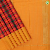 Brighten multi color checks design mango yellow gold zari retta pett border paalum pazhamum traditional silk saree