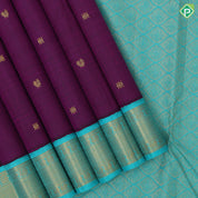 Dark Magenta Gold Zari Peacock Butta Design Rexsona Green Peacock Mayilkan Border Design Traditional Silk Saree