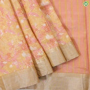 yellow base tricolor vairaoosi and painting design self gold zari bavanji border fancy cotton saree
