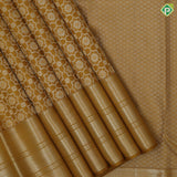 Golden yellow silver zari geometrical floral design self silver zari zig zag border grand silk saree