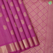 Barbie Pink Gold Zari Mango Design Self Colour mayilkan Ruthracham Border Design Traditional Silk Saree