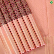 Maroon Red Grand Gold Zari Floral Creeper Design Peach Pink Border Bridal Silk Saree