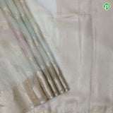 Mint green zari floral tissue design self zari floral pattern border fancy tissue saree