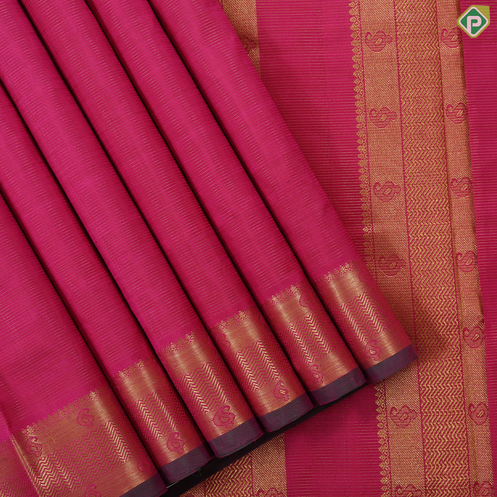Rose pink vairaoosi lines design self gold zari mango butta zig zag border madisar 10 yards silk saree