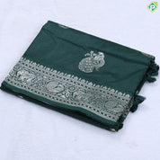 Orange silver zari peacock butta design banaras self rangoli border fancy chiffon saree