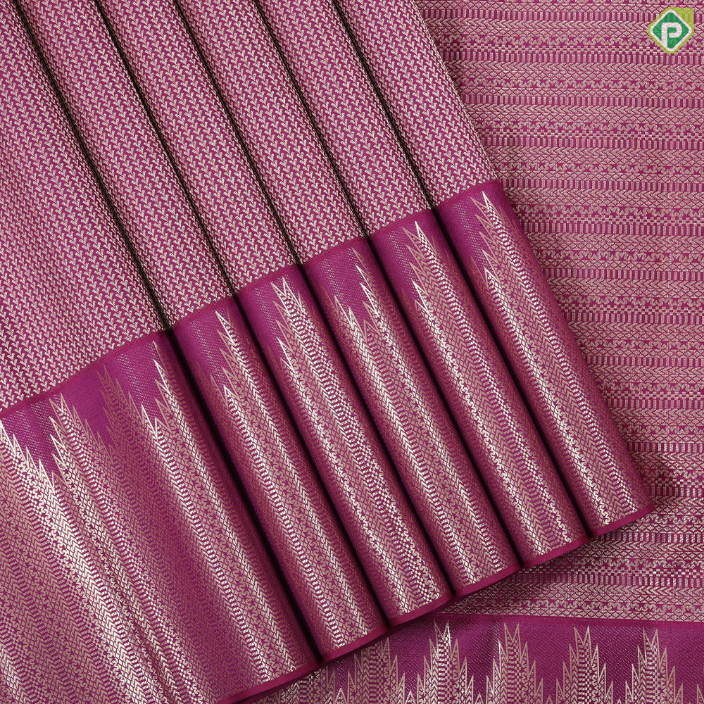 fire Orange silver gold zari fancy Beed stripes design self silver gold zari temple tower trendy tissue silk saree