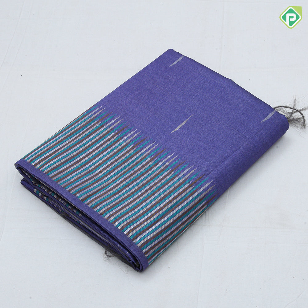 Dark color silver zari rain drop design multi color trendy border fancy cotton saree