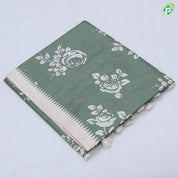 trending colors cream printed flower design white temple border semi tusser saree
