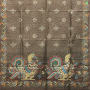 Lavender Pink Colour Small Floral Print With Mirror Work Motifs Pure Tussar Silks Saree