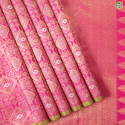 Rani Pink With Borderless Contrast Parrot Green Edge Design Bridal Silk Saree