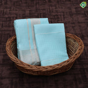 Ice blue self designed weaving copper silver zari dots border 160 kuligai 8*4 dhoti 3 in 1 set vesti set