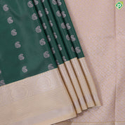 Emerald green with vairaoosi and butta design cream border Art silk gift saree