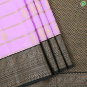 Lavender gold zari Lines and Butta Design contrast dark green peacock butta border art silk gift saree
