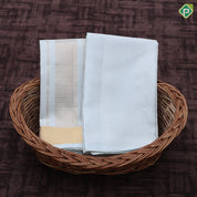 Glacial green gold zari mayilkan border 8*4 dhoti 3 in 1 Vesti set