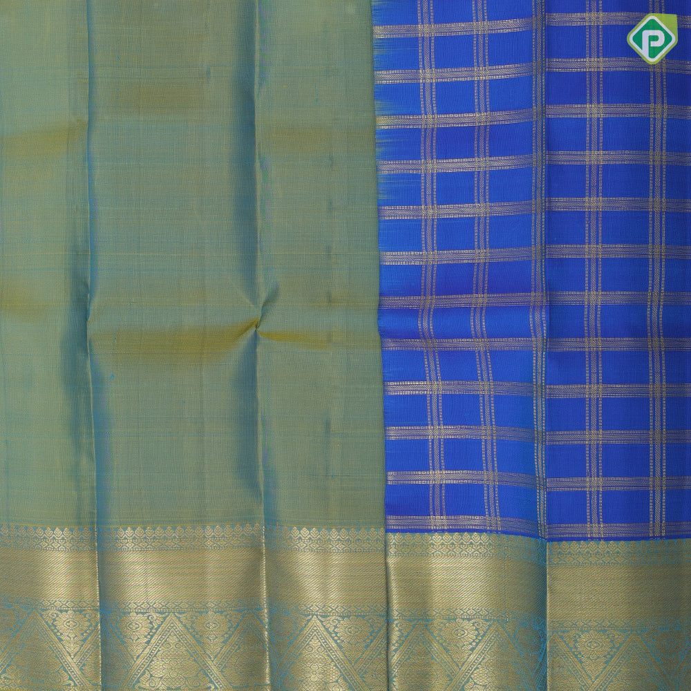 peacock gold zari multi line checks design peacock gold zari pyramid design border pattu lehanka paavadai