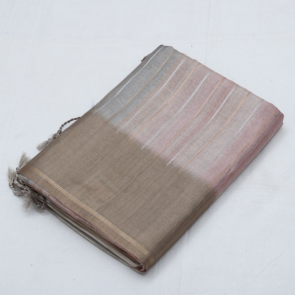 Multi color bars design self plain border fancy cotton saree