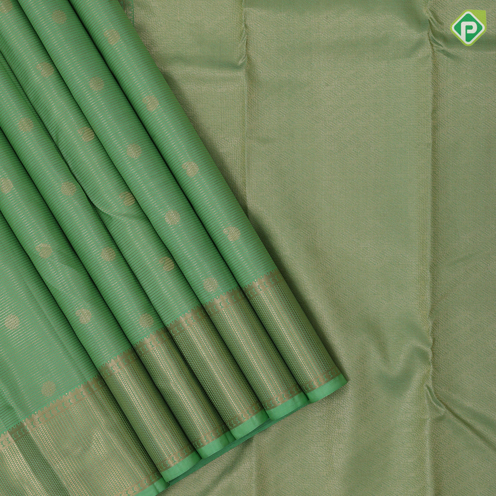 Tea Green Gold Zari Vairaoosi Lines Manga Chkaram Design Self Colour Manga Arai Madam Border Design Traditional Silk Saree
