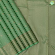 Tea Green Gold Zari Vairaoosi Lines Manga Chkaram Design Self Colour Manga Arai Madam Border Design Traditional Silk Saree