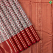 Magenta Copper With Silver Zari Fancy Flower Organized Rangoli Design Border Grand Tissue Silk Saree