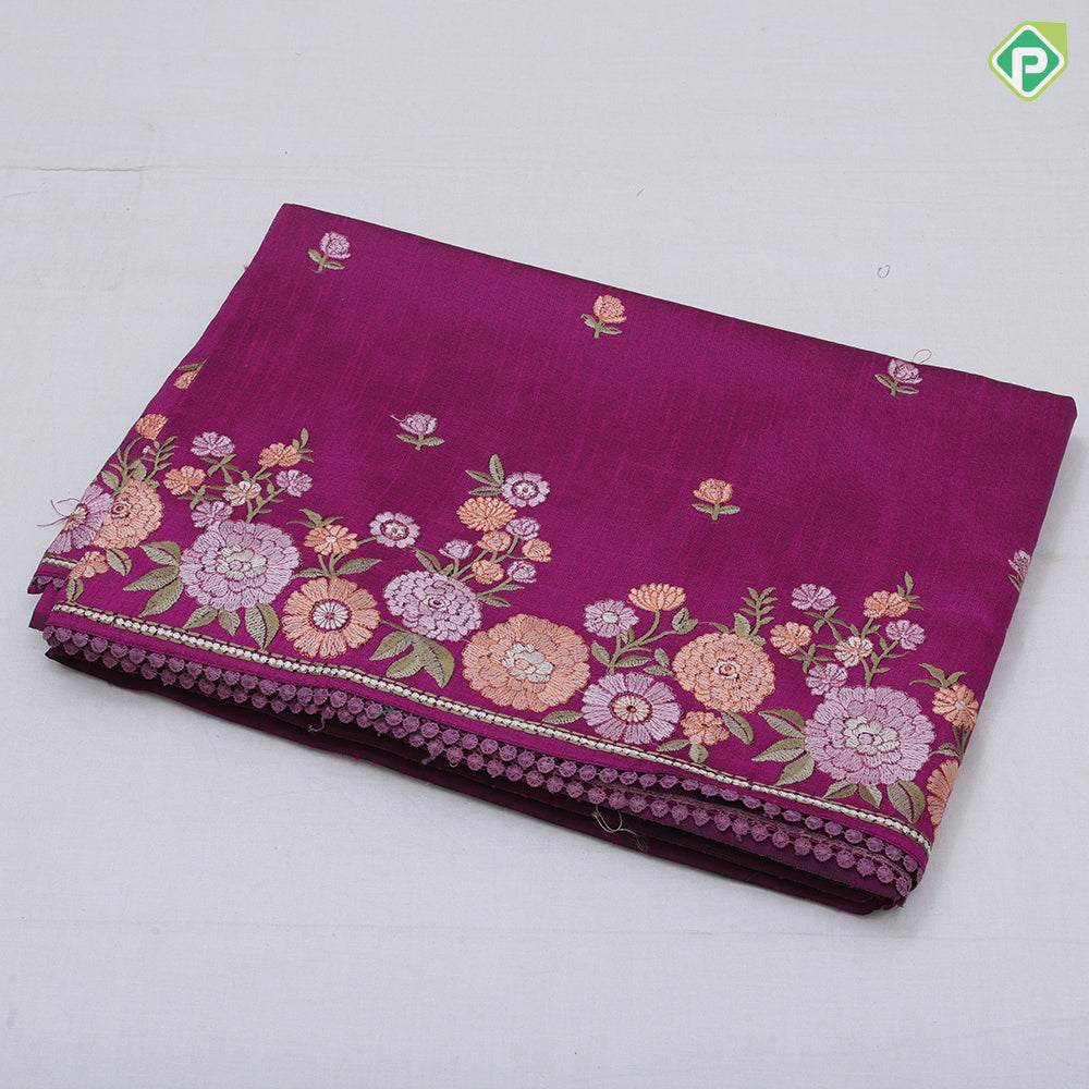 Navy Blue Rose Flower Butta Border Flower Design Fancy Cotton Saree