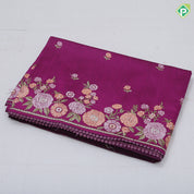 Navy Blue Rose Flower Butta Border Flower Design Fancy Cotton Saree