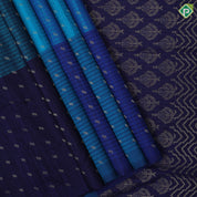 Multi color self checks gold zari three line butta multi color multi color high border grand pallu soft silk saree