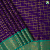 Puirple blue gold zari double checks and butta rexona green gold zari rangoli border pattu paavadai lehanka