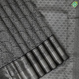 Black Colour Grand Silver Zari Floral Design Self Colour Mango Design Border Luxury Black Silk Saree