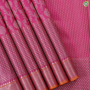 Rani Pink with neem zari grand floral full body design self border bridal silk saree