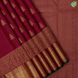 Rani Pink Gold Zari Gandaberunda Butta Design Self Colour Wedding Couple Floral Elephant Peacock Chagaram Border Design Traditional Silk Saree