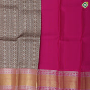 Brown with nee zari self designed Stripes Pink silver zari padded lines gold zari border pattu Paavadai Lehanka