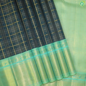 Dark Navy Blue Gold Zari With Rexsona Green Border Traditional Silk Saree