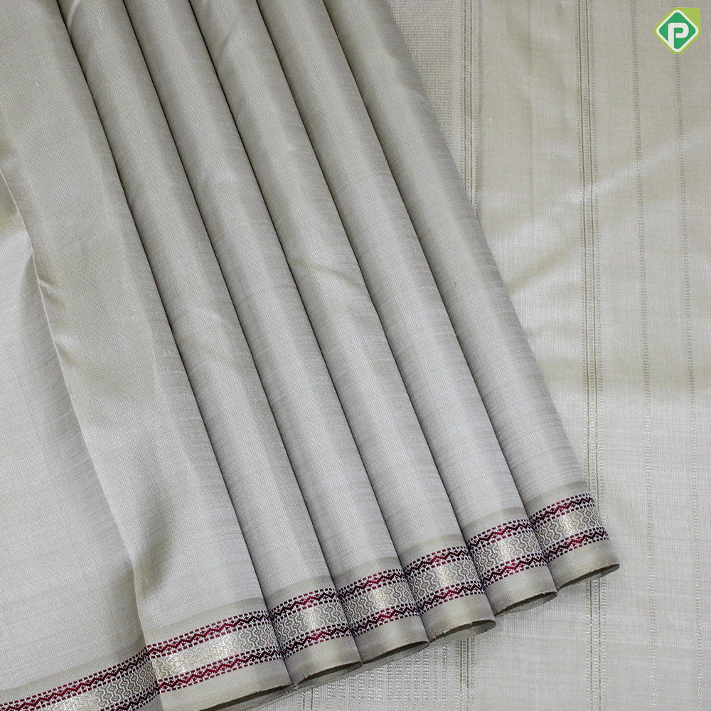Off-White Color Gold Zari With Small Thread And Gold Maylkan Design Traditional Silk Saree