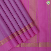 Lavender pink dual done plain weaved Baby pink gold zari butta line border plain traditional vintage silk saree