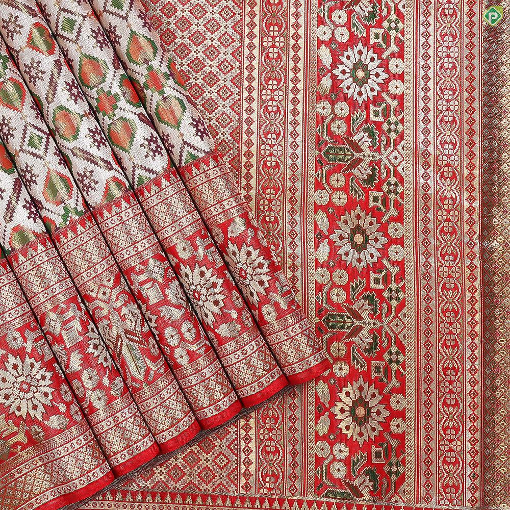 Silver Zari With Gold Zari Pythonic Border Grand Bridal Signature Tissue Silk Saree