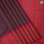 Royal purple and rani pink gold zari incorporated butta rose red gold zari parry's tower border bridal silk saree