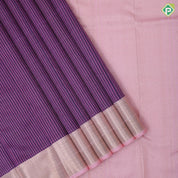 Violet With Purple Gold Zari Baby Pink Zig Zag  Ruthracham Border Design Traditional Silk Saree