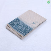 wood beige cream checked flower design contrast pink cream modern art border fancy cotton saree