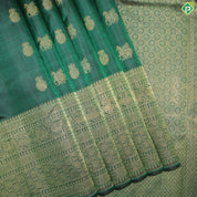 Green Color Horse Motif Gold Zari With Self Color Border Traditional Silk Saree