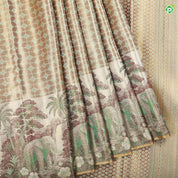 Mint Green gold zari checks thread work design self tropical design border trendy tissue silk saree