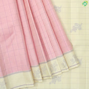 Rose Pink Checks With Creamy White Border Traditional Silk Saree