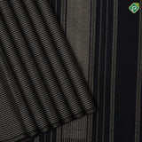 Black with sandal checks and stripes design borderless edge border Luxury black silk saree