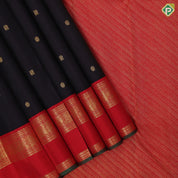 Grape brown gold zari annam rudraksham butta motifs chilly red gold zari peacock butta lines retta pett border traditional retro silk saree