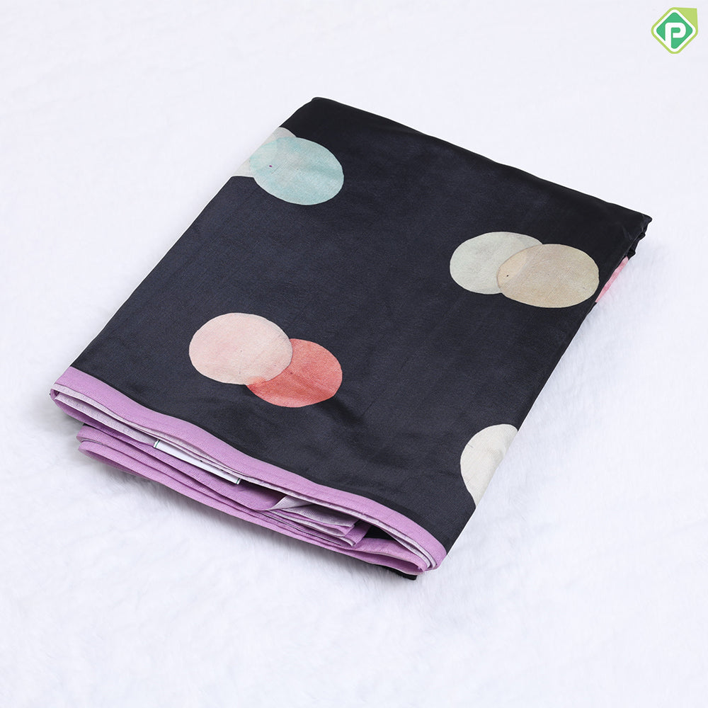 Black With Multi Colour Cercles Design Fancy Saree
