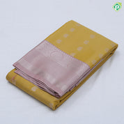 Rexona green gold zari mango butta stripes design peach silver gold zari rangoli border Art silk saree