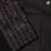 Black Colour Thread Peacock Design Self Colour Paithanic Border Design Luxury Black Silk Saree