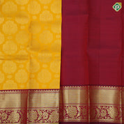 dark yellow gold zari mango butta design maroon gold zari rangoli border pattu paavadai lehanka