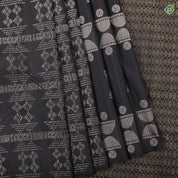 Luxury Black half circles geometric motifs design borderless trendy designer silk saree