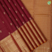 Marron Gold Zari Vairaoosi Checks Peacock Chagaram Design Mustard Yellow Peacock Ruthracham Flower MayilKan Border Design Traditional Silk Saree